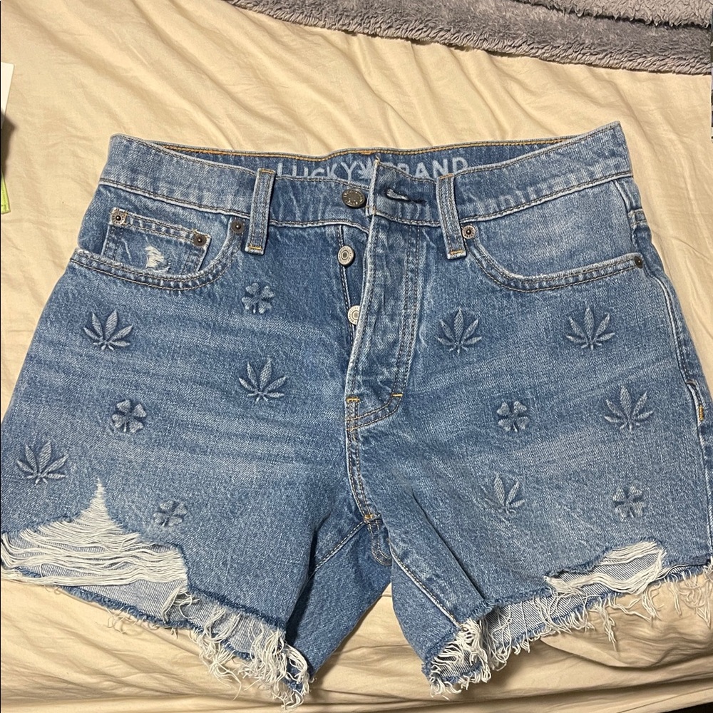 Lucky Brand Embroidered Blue Jean Shorts
